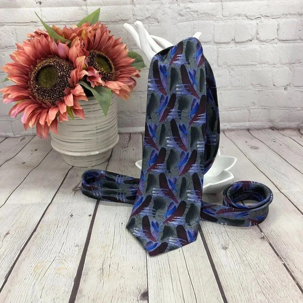 Preppy office business J. garcia silk tie vintage butterflies III
